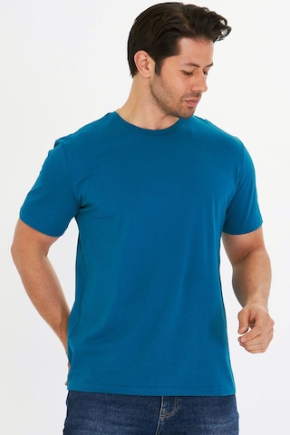 Trendhill Erkek Mavi Pamuklu Bisiklet Yaka Büyük Beden T-shirt Mvi5014b