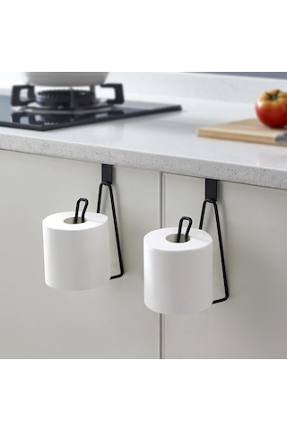 Banyo Depolama İçin Siyah Kağıt Havlu Rafı Siyah