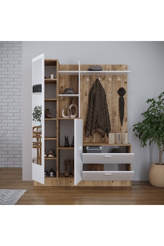 Robinhome Robin Home Jessie Vestiyer Ayakkabılık Portmanto Aynalı Raf Çam