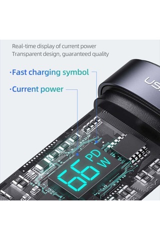 Usams Sj582 66w 3in1 Alüminyum Alaşımlı Şeffaf Dijital Ekran Hızlı Şarj Kablosu 1.2m