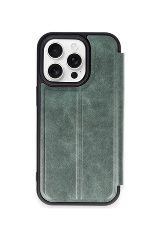 Apple Uyumlu - iPhone 14 Pro Max Kılıf Flip Cover - Koyu Yeşil Diğer