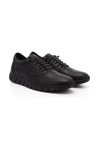 Gönderi(R) Erkek Siyah Bağcıklı Kauçuk Taban Hakiki Deri Sneaker Ddma83342303 Siyah