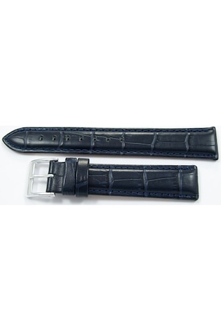 First Deri Saat Kayışı 18Mm Lacivert Saat Kordonu Kroko Baskı Ale