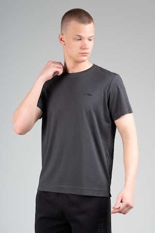 Maraton Regular Erkek Bisiklet Yaka Siyahmelanj T-shirt Siyah - Melanj