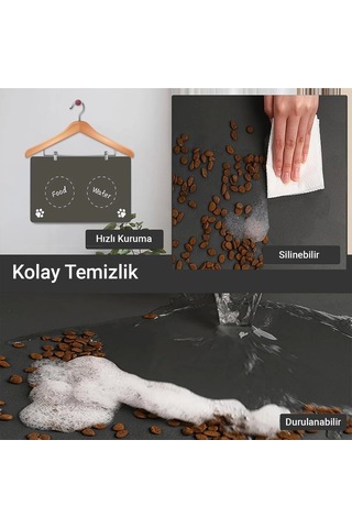 Matgo Pati Food Water Gri Evcil Hayvan Beslenme Matı Mama Paspası 50 x 70 CM