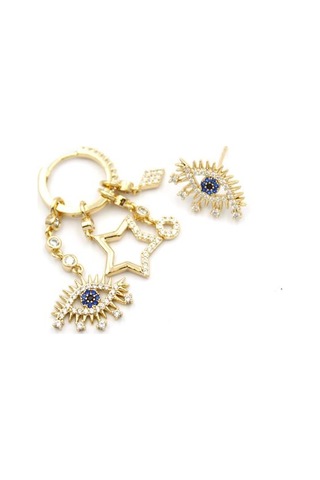 Göz Shakira Küpe - Altın Çok Renkli