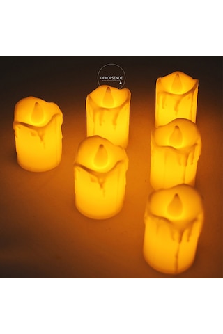 Pilli Kütük Mum 1 Adet 5 Cm Beyaz