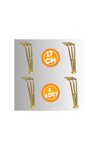 17 Cm Metal Boncuklu Koltuk Ayağı Mobilya Ayağı Ünite Ayağı Konsol Ayağı Puf Berjer Ayağı 4adet Gold