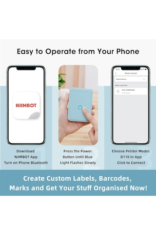 Niimbot D110 Bluetooth Taşınabilir Termal Etiket Yazıcı Mavi