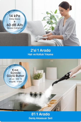Livenzi SY-F01A Halı ve Koltuk Yıkama & Buharlı Temizlik Makinesi 2'si 1 Arada