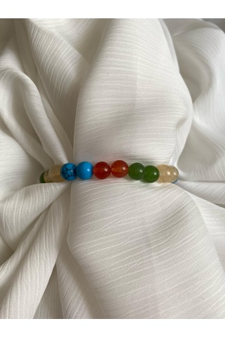8mm İkizler Burcu Doğal Taş Bileklik Çok Renkli