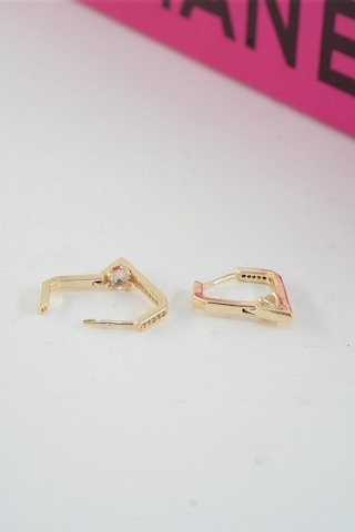 Byzeynaaksesuar Kadın Özel Tasarım Zirkon Taşlı 2'li Minimal Küpe 0002 Çok Renkli