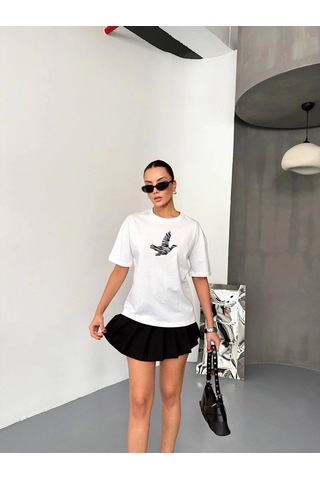 Valensdesign Kısa Kol Baskılı T-shirt - Beyaz