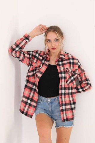 Polologin Butik Pembe Ekose Gömlek Ceket - Rahat Ve Şık Bej