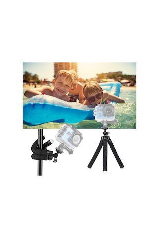 Maiyame 18 Parça Spor Kamera Aksesuar Seti - Gopro Hero6/5, Xiaomi Yi Uyumlu, 360 Dönen Mini Top Kafa, Telefon Klipsi Ve Kumandalı Fotoğraf Çekimi