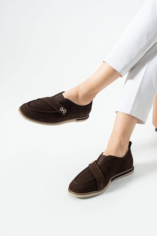 Dericia Shoes Glamour Hakiki Deri Süet Kadın Günlük Rahat Casual Ayakkabı Kahverengi