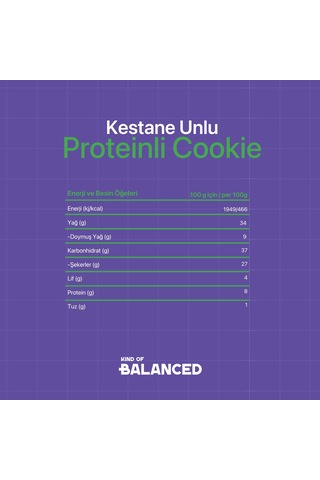 Glütensiz Kestane Unlu Proteinli Cookie 60 Gr
