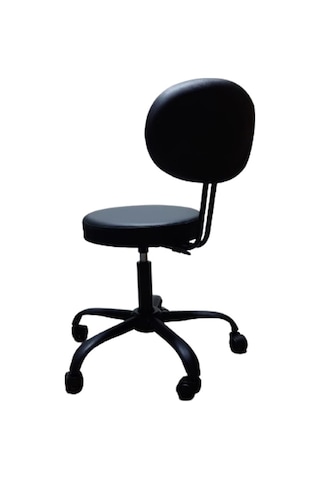 Sırtlıklı Tabure Siyah Metal Ayaklı