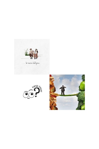 Bir Mucize Bekliyoruz Hangi Hayat Tasarımlı Yapışkanlı Sök Tak Paspartulu Pola 3 'lü Çerçeve