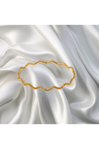 Leva Gold 22 Ayar Simli Dalgalı Ajda Bilezik
