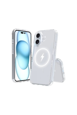 İphone Uyumlu 16 Kılıf Magsafe Şarj Özellikli Şeffaf Sert Pc Redclick Embos Kapak