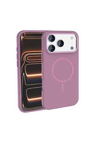 Apple Uyumlu iPhone 17 Pro Max Kılıf M-safe Şarj Özellikli Metal Kamera Çerçeveli Zore Edi Silikon Kapak - Mor Mor