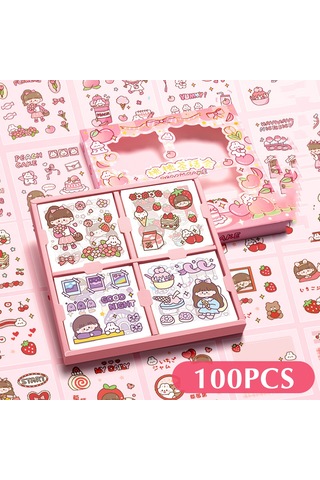100pcs Sevimli Desen El Kitabı Etiketleri Çizgi Film Tatil Diy Telefon Dizüstü Bilgisayar Araba Dizüstü Bilgisayar Bagajı Kaykay Grafti Çıkartmaları D