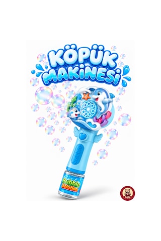 Oyuncak Işıklı Tam Otomatik Köpük Makinesi 26 Cm 4 Pilli Baloncuk Oyuncağı Köpük Sıvılı 3 Renk Mavi