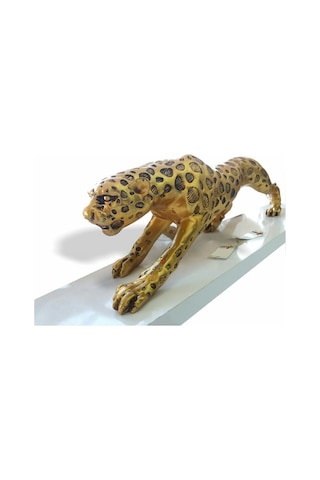 Büyük Dev 80 Cm Altın Leopar Aslan Kedi Kaplan Biblosu Heykeli