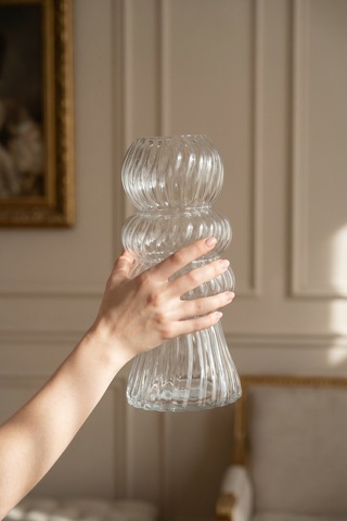 Aura Boğum Cam Vazo - 30 Cm Şeffaf