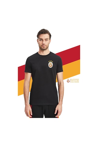 Galatasaray Lisanslı Siyah Basic T-shirt Kişiye Özel Ahşap Kutululu SIYAH