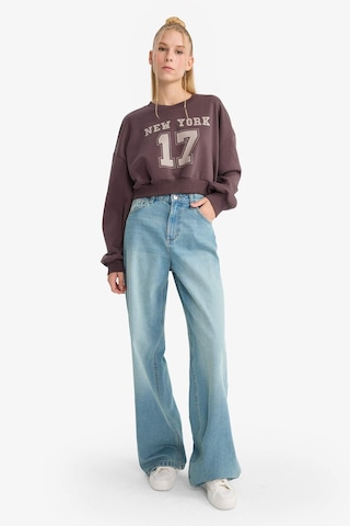 Defacto Coool Crop Bisiklet Yaka Baskılı Kalın Sweatshirt F8006ax25aubn549 Kahve