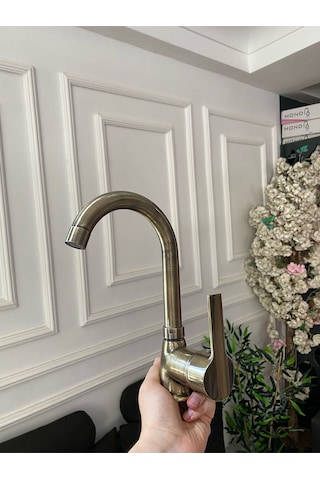 İsaoğlu Yapı Antik Gold Diamond Design Lavabo Bataryası Eskitme Lavabo Bataryası Gold