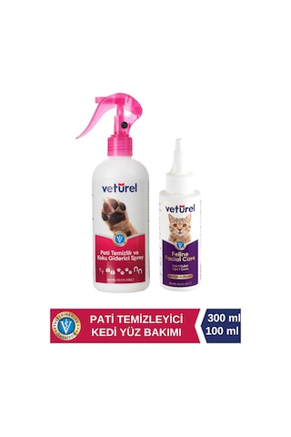 Veturel Kedi Pati Temizleyici 300 ML + Kedi Yüz Bakımı 100 ML