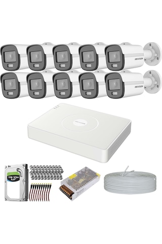 Hıkvısıon Colorvu Gece-karanlıkta 7/24 Renkli Ve Sesli 10 Kameralı Set 1tb 7/24 Hdd