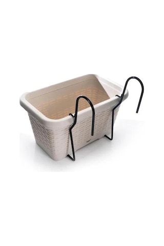 Omnipazar So-hb01a Askılı Hasır Desen Balkon Saksı 6.5 Litre No 1 Kirli Beyaz 113