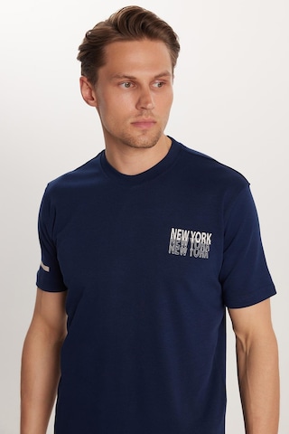 Tudors Erkek Slim Fit Dar Kesim Pamuklu Düz Basic Baskılı Bisiklet Yaka Lacivert Tişört-33805 Lacivert