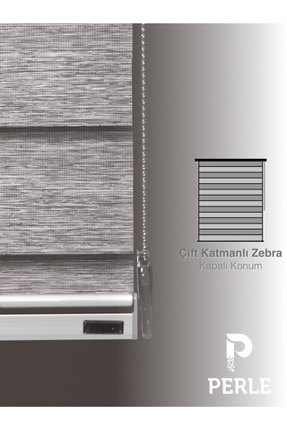Br Perle Açık Gri Renk Bambu Stor Zebra Perde Yüksek Kalite Alüminyum Kasa Açık Gri