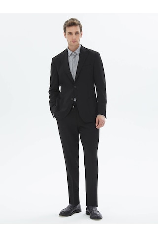Kip Siyah Desenli Modern Fit Takım Elbise Siyah