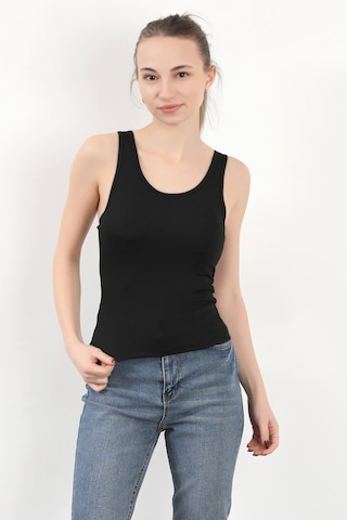 Giysa Kadın Askılı Kaplı Kare Yaka Body Siyah - 5058 Siyah