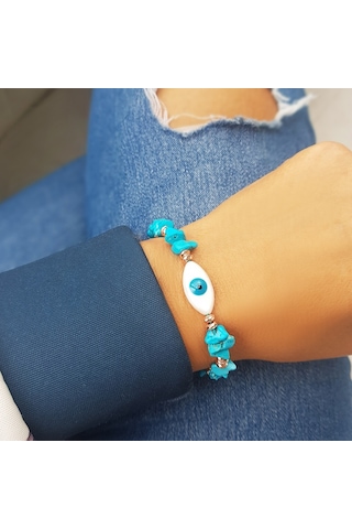 Firuze Ve Hematit Taşlı Sedef Bileklik