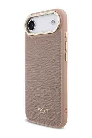 Apple Uyumlu iPhone 17 Air Kılıf Lacoste Lisanslı M-safeli Champs Elysees Pu Deri Tasarımlı Kapak Pembe Pembe