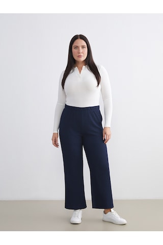 Lcw Everyday Lacivert Beli Lastikli Dokulu Kadın Pantolon