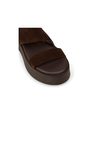 Deery Kadın Hakiki Süet Kahverengi Sandalet - 24307zkhvc02