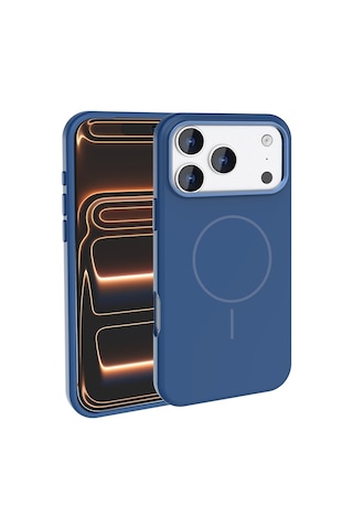 Nourthkiingdom Apple Uyumlu iPhone 17 Pro Kılıf M-safe Şarj Özellikli Metal Kamera Çerçeveli Nrtk Edi Silikon Kapak - Lacivert Lacivert