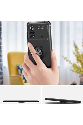 Xiaomi Poco M4 Pro 4G Kılıf Yüzüklü Magnetli Ravel Case Kapak