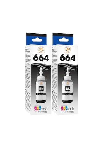 664 Uyumlu Siyah Mürekkep 2'li Set L110 L120 L130 L210 L220 L310 L355 L365 L382 L486 L565 2x70ml