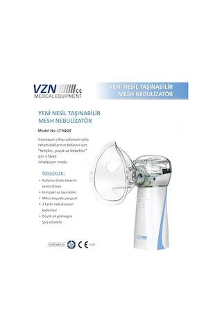 Vzn Ltn200 Yeni Nesil Kademeli Ultra Sessiz Şarjlı Mesh Nebulizatör