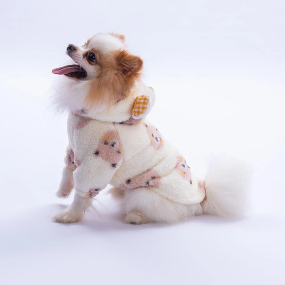 Kahverengi Sapporobear Hoodie Ayı Desenli Kulaklı Peluş Köpek Kıyafeti Kedi Kıyafeti Köpek Sweati