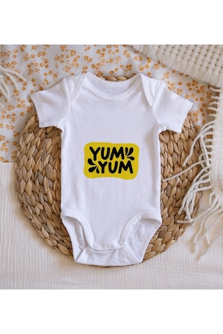 Bitmeyenkartus Bk Kids Yum Yum Tasarımlı Bebek Body Zıbın - Model 1 Çok Renkli